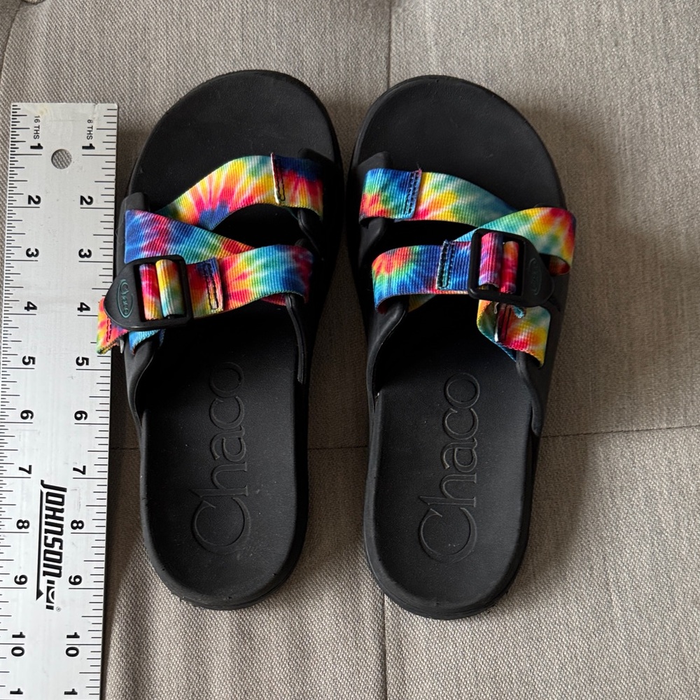Chaco tie dye slide sandals
